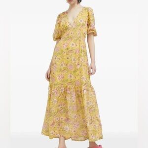 Billabong Spellbound Yellow and Pink Floral Maxi Dress